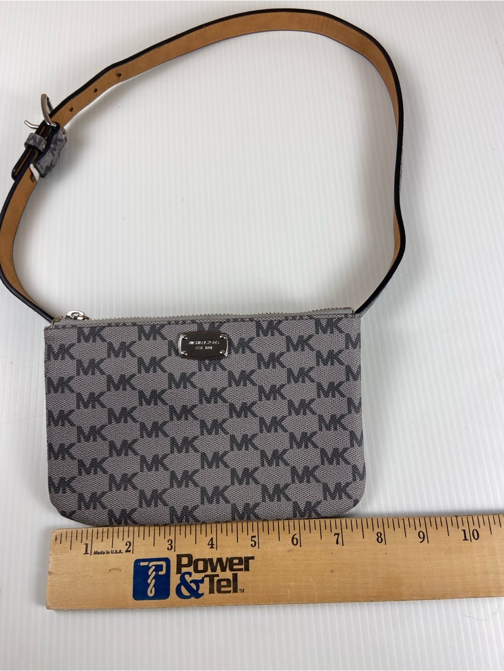 Michael Kors Jet Set Signature MK Logo Gray Belt Bag Waist Pack Sling - Picture 3 of 8